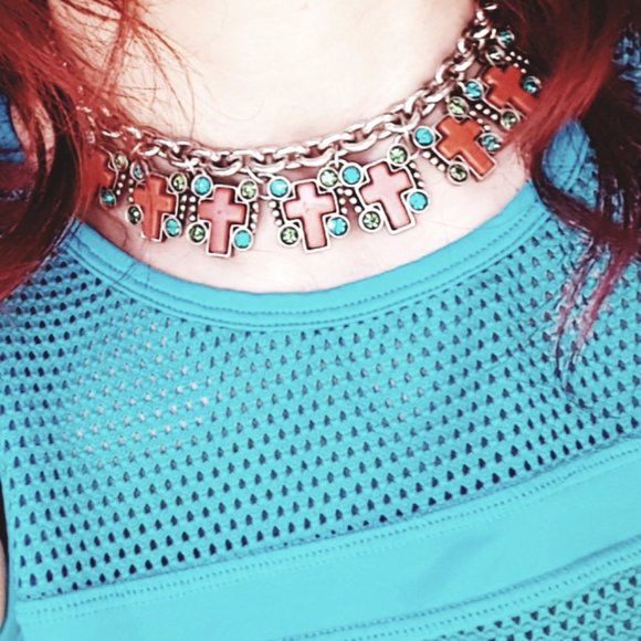 Womens FAITH Boho Cross Choker - Picture 1 of 4
